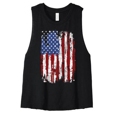 USA Flag American Flag United States of America 4th of July Women's Racerback Cropped Tank