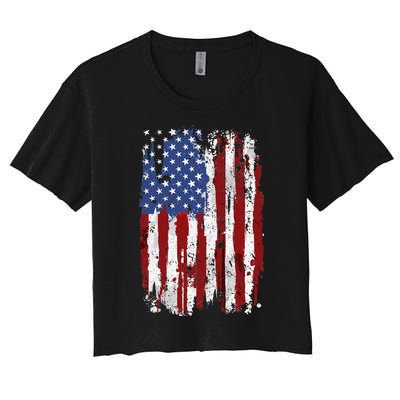 USA Flag American Flag United States of America 4th of July Women's Crop Top Tee