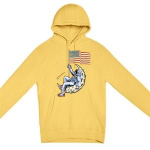 Us Flag Astronaut Space Independence Day 4th Of July Cool Gift Premium Pullover Hoodie