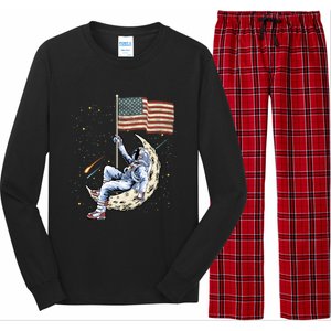 Us Flag Astronaut Space Independence Day 4th Of July Cool Gift Long Sleeve Pajama Set