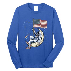 Us Flag Astronaut Space Independence Day 4th Of July Cool Gift Long Sleeve Shirt