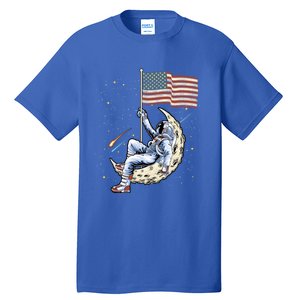 Us Flag Astronaut Space Independence Day 4th Of July Cool Gift Tall T-Shirt