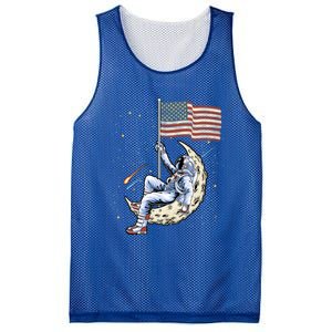 Us Flag Astronaut Space Independence Day 4th Of July Cool Gift Mesh Reversible Basketball Jersey Tank