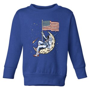 Us Flag Astronaut Space Independence Day 4th Of July Cool Gift Toddler Sweatshirt