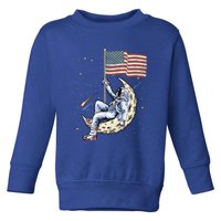 Us Flag Astronaut Space Independence Day 4th Of July Cool Gift Toddler Sweatshirt