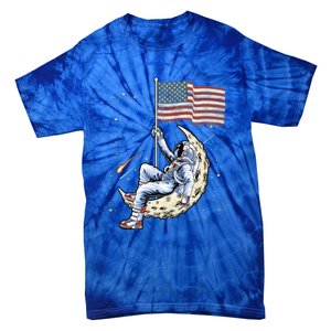 Us Flag Astronaut Space Independence Day 4th Of July Cool Gift Tie-Dye T-Shirt