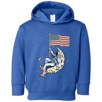 Us Flag Astronaut Space Independence Day 4th Of July Cool Gift Toddler Hoodie