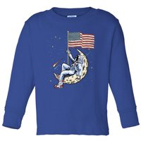 Us Flag Astronaut Space Independence Day 4th Of July Cool Gift Toddler Long Sleeve Shirt