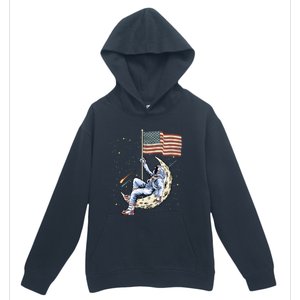 Us Flag Astronaut Space Independence Day 4th Of July Cool Gift Urban Pullover Hoodie