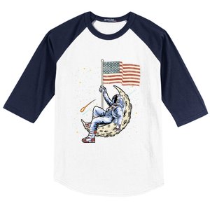 Us Flag Astronaut Space Independence Day 4th Of July Cool Gift Baseball Sleeve Shirt