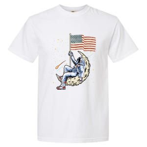 Us Flag Astronaut Space Independence Day 4th Of July Cool Gift Garment-Dyed Heavyweight T-Shirt