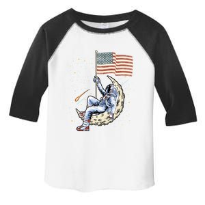 Us Flag Astronaut Space Independence Day 4th Of July Cool Gift Toddler Fine Jersey T-Shirt