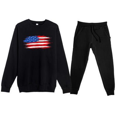 USA Flag American Flag United States Of America 4th Of July Premium Crewneck Sweatsuit Set