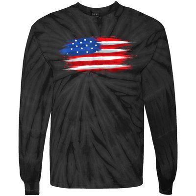 USA Flag American Flag United States Of America 4th Of July Tie-Dye Long Sleeve Shirt