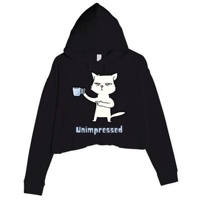 Unimpressed Funny Angry Cat Crop Fleece Hoodie