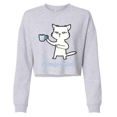 Unimpressed Funny Angry Cat Cropped Pullover Crew