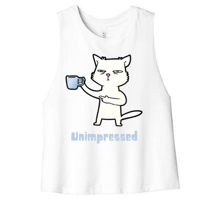 Unimpressed Funny Angry Cat Women's Racerback Cropped Tank