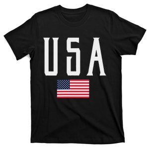 Usa Flag And White Text T-Shirt