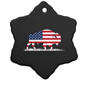 Usa Flag American Buffalo Cool Gift Ceramic Star Ornament