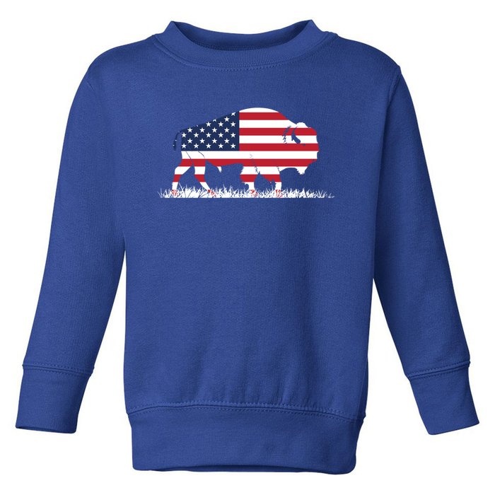 Usa Flag American Buffalo Cool Gift Toddler Sweatshirt