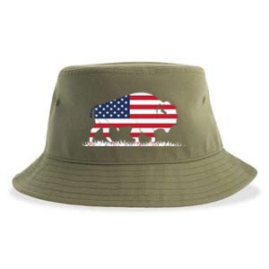 Usa Flag American Buffalo Cool Gift Sustainable Bucket Hat