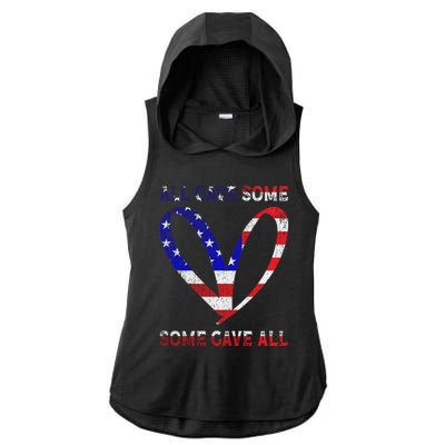 Usa Flag American Patriotic Heart Armed Forces Memorial Day Great Gift Ladies PosiCharge Tri-Blend Wicking Draft Hoodie Tank