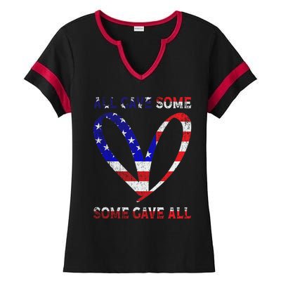 Usa Flag American Patriotic Heart Armed Forces Memorial Day Great Gift Ladies Halftime Notch Neck Tee