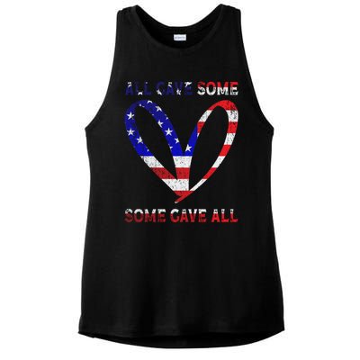 Usa Flag American Patriotic Heart Armed Forces Memorial Day Great Gift Ladies PosiCharge Tri-Blend Wicking Tank