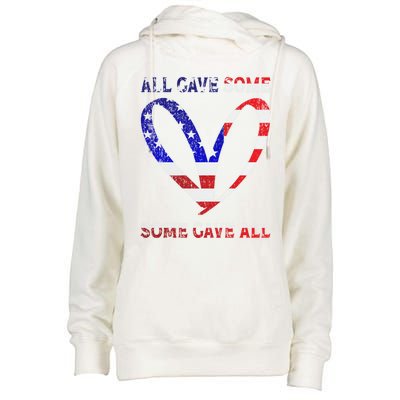 Usa Flag American Patriotic Heart Armed Forces Memorial Day Great Gift Womens Funnel Neck Pullover Hood