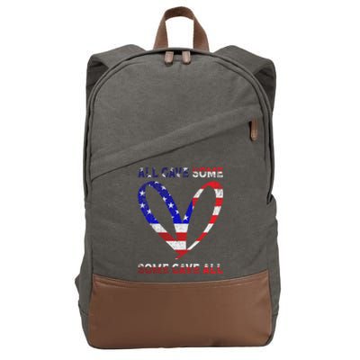 Usa Flag American Patriotic Heart Armed Forces Memorial Day Great Gift Cotton Canvas Backpack