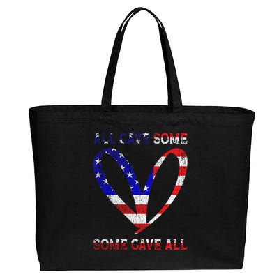 Usa Flag American Patriotic Heart Armed Forces Memorial Day Great Gift Cotton Canvas Jumbo Tote