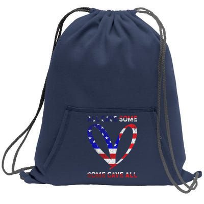 Usa Flag American Patriotic Heart Armed Forces Memorial Day Great Gift Sweatshirt Cinch Pack Bag