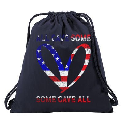 Usa Flag American Patriotic Heart Armed Forces Memorial Day Great Gift Drawstring Bag