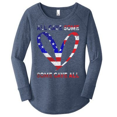 Usa Flag American Patriotic Heart Armed Forces Memorial Day Great Gift Women's Perfect Tri Tunic Long Sleeve Shirt