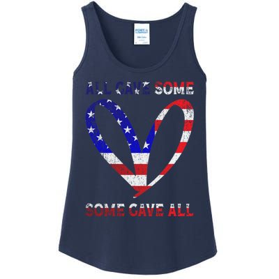 Usa Flag American Patriotic Heart Armed Forces Memorial Day Great Gift Ladies Essential Tank