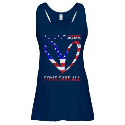 Usa Flag American Patriotic Heart Armed Forces Memorial Day Great Gift Ladies Essential Flowy Tank