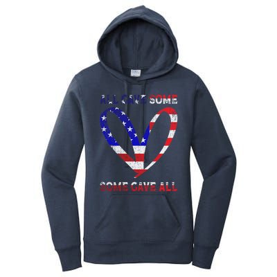 Usa Flag American Patriotic Heart Armed Forces Memorial Day Great Gift Women's Pullover Hoodie