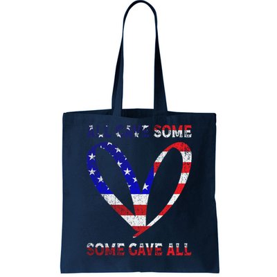 Usa Flag American Patriotic Heart Armed Forces Memorial Day Great Gift Tote Bag