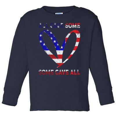 Usa Flag American Patriotic Heart Armed Forces Memorial Day Great Gift Toddler Long Sleeve Shirt