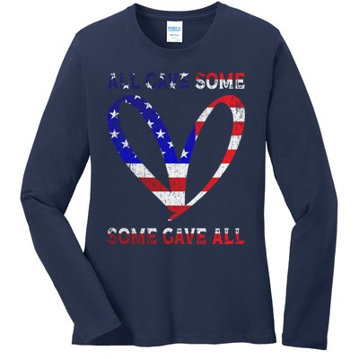 Usa Flag American Patriotic Heart Armed Forces Memorial Day Great Gift Ladies Long Sleeve Shirt