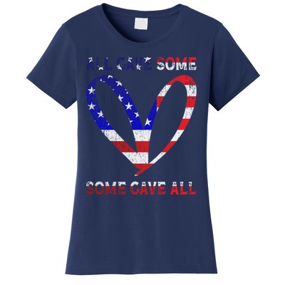 Usa Flag American Patriotic Heart Armed Forces Memorial Day Great Gift Women's T-Shirt