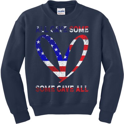 Usa Flag American Patriotic Heart Armed Forces Memorial Day Great Gift Kids Sweatshirt