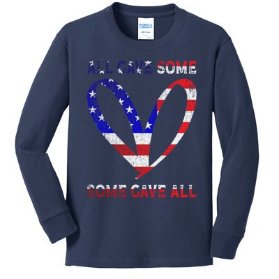 Usa Flag American Patriotic Heart Armed Forces Memorial Day Great Gift Kids Long Sleeve Shirt