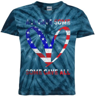 Usa Flag American Patriotic Heart Armed Forces Memorial Day Great Gift Kids Tie-Dye T-Shirt