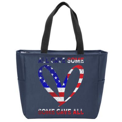 Usa Flag American Patriotic Heart Armed Forces Memorial Day Great Gift Zip Tote Bag