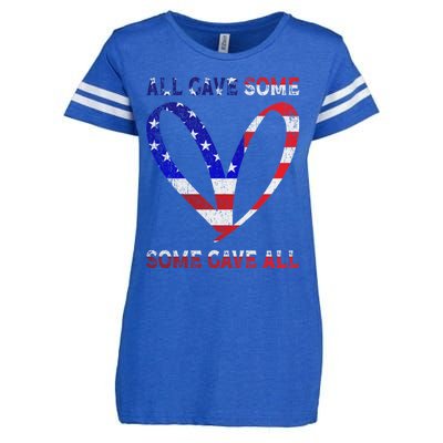 Usa Flag American Patriotic Heart Armed Forces Memorial Day Great Gift Enza Ladies Jersey Football T-Shirt