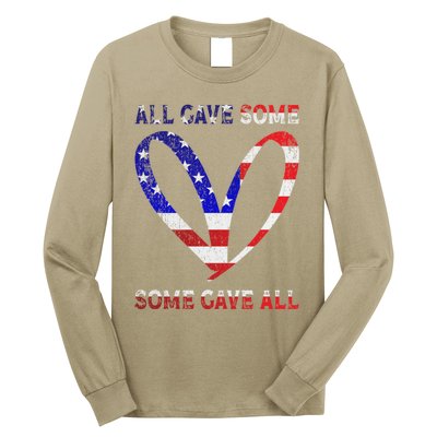 Usa Flag American Patriotic Heart Armed Forces Memorial Day Great Gift Long Sleeve Shirt