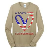 Usa Flag American Patriotic Heart Armed Forces Memorial Day Great Gift Tall Long Sleeve T-Shirt