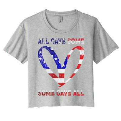 Usa Flag American Patriotic Heart Armed Forces Memorial Day Great Gift Women's Crop Top Tee