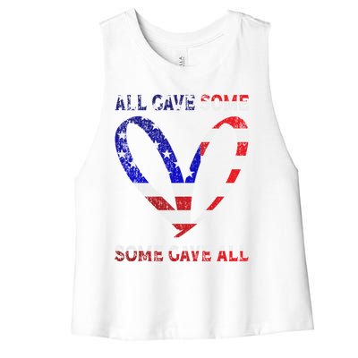 Usa Flag American Patriotic Heart Armed Forces Memorial Day Great Gift Women's Racerback Cropped Tank